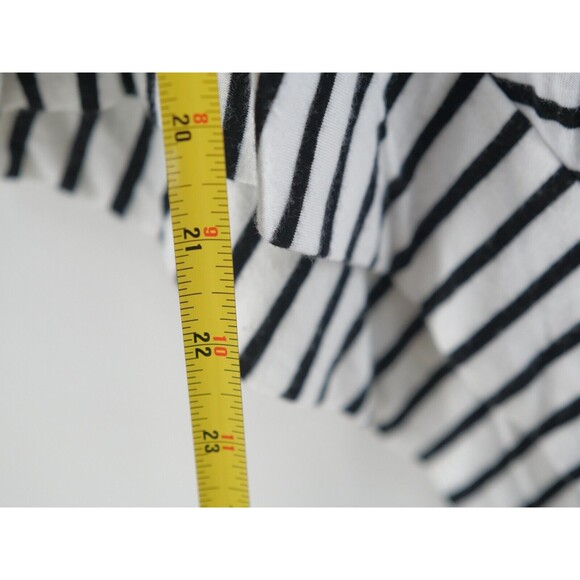 Monteau Los Angeles Top Women’s Black White Striped SPLICED TEE Large‎ Rayon - Picture 6 of 8